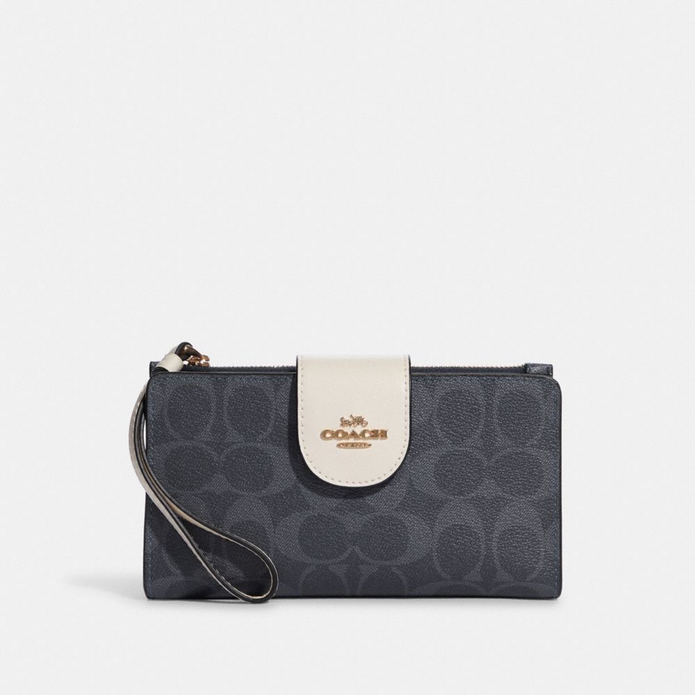 COACH C2874 - TECH WALLET IN COLORBLOCK SIGNATURE CANVAS - GOLD/DENIM ...