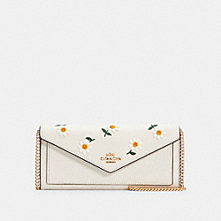 COACH C2888 - SLIM ENVELOPE WALLET WITH CHAIN WITH DAISY EMBROIDERY IM/CHALK MULTI