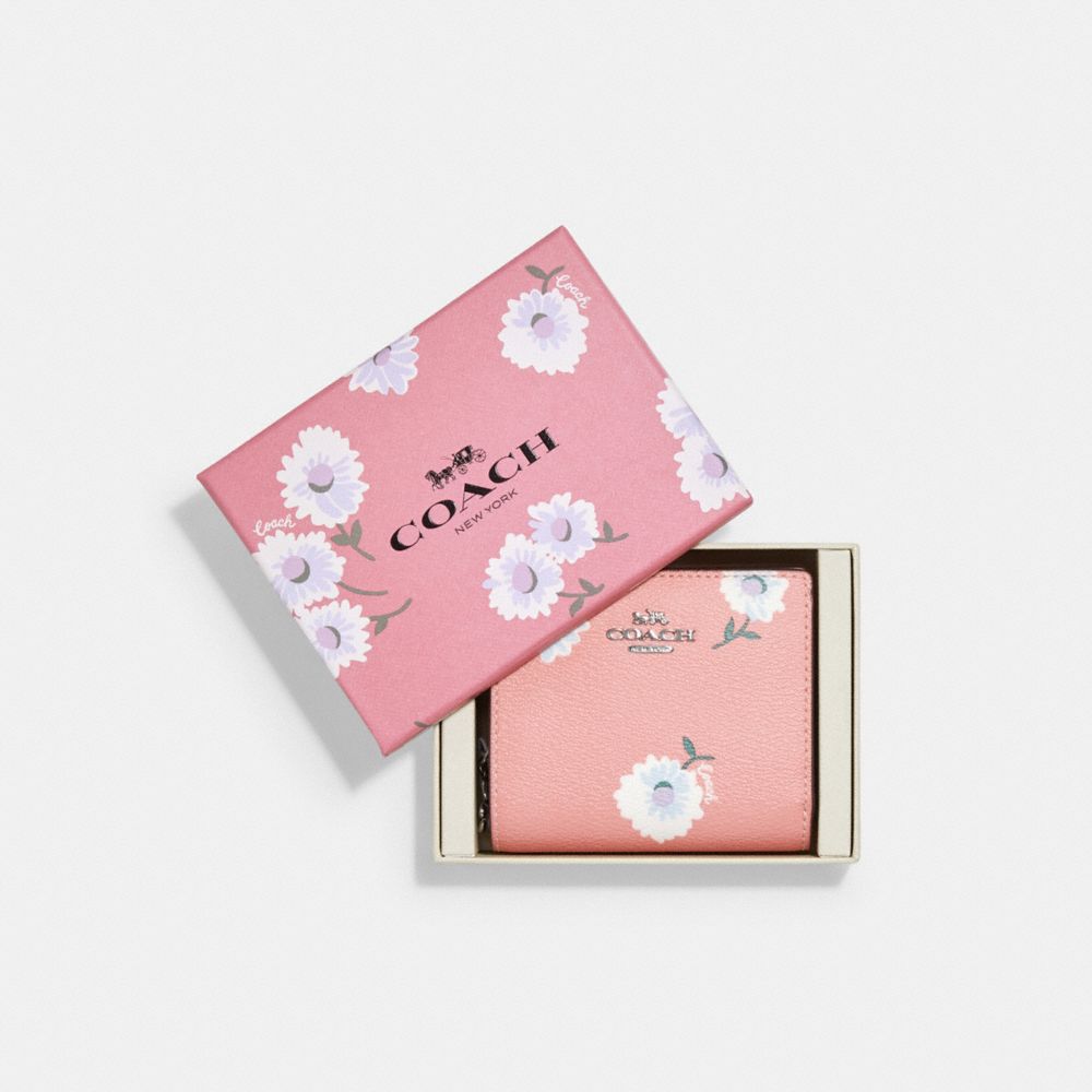 BOXED SNAP WALLET WITH DAISY PRINT - C2889 - SV/BUBBLEGUM MULTI