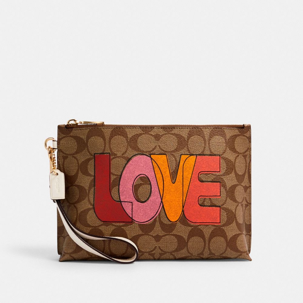 COACH C2890 - ROWAN POUCH IN SIGNATURE CANVAS WITH LOVE PRINT IM/KHAKI CHALK MULTI