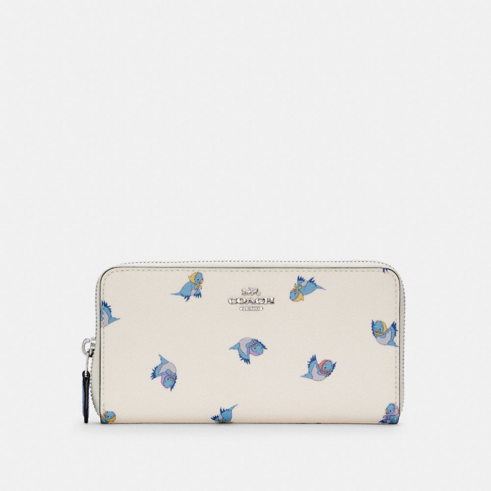 COACH C2893 - DISNEY X COACH ACCORDION ZIP WALLET WITH CINDERELLA FLYING BIRDS PRINT SV/CHALK MULTI