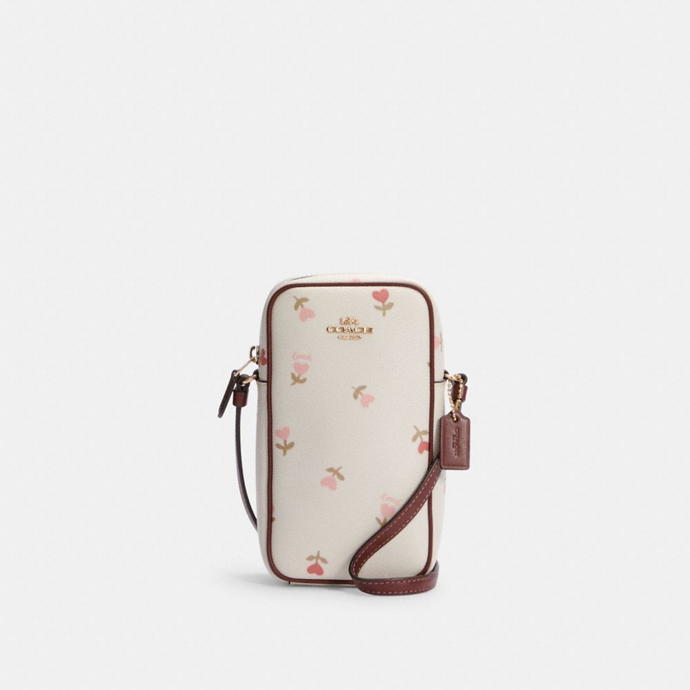 COACH NORTH/SOUTH ZIP CROSSBODY WITH HEART FLORAL PRINT - IM/CHALK MULTI - C2909