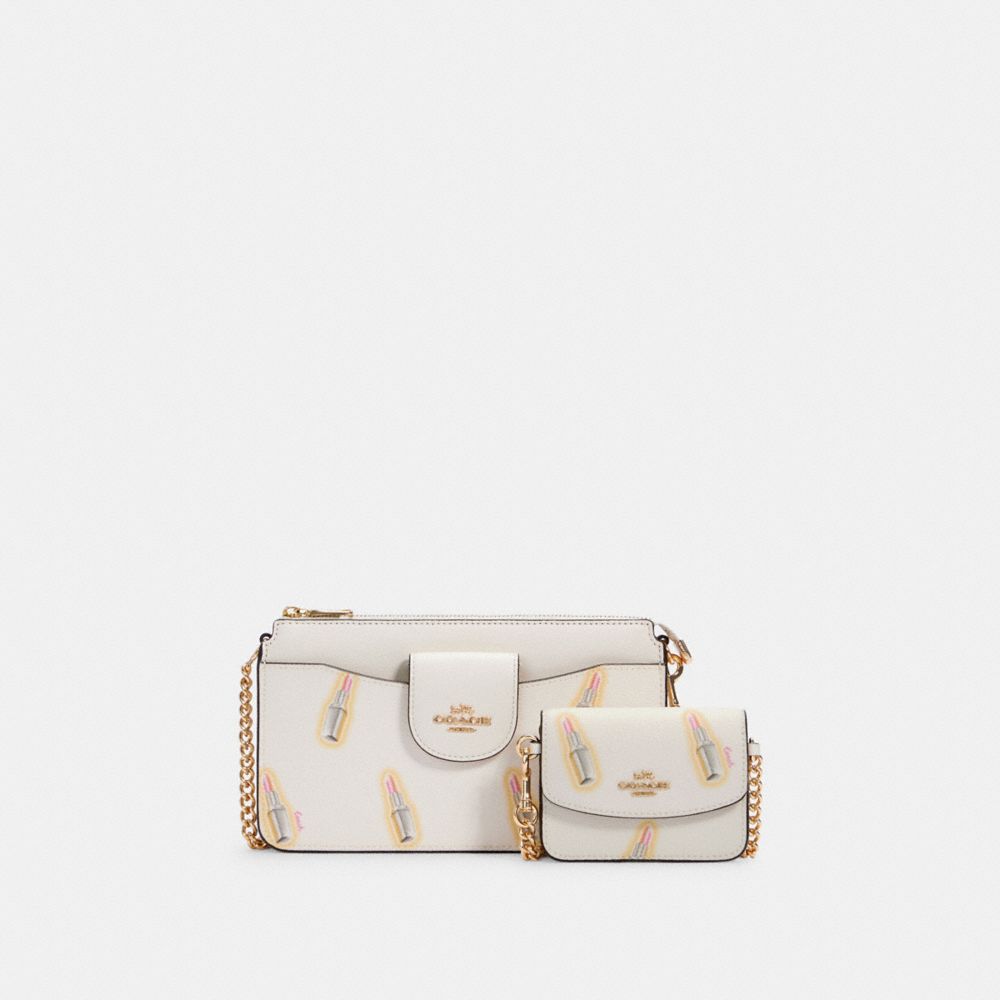 COACH POPPY CROSSBODY WITH LIPSTICK PRINT - IM/CHALK MULTI - C2916