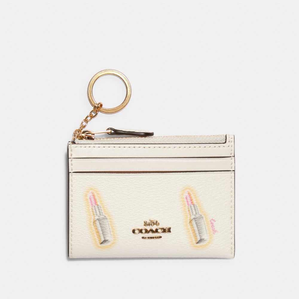 COACH MINI SKINNY ID CASE WITH LIPSTICK PRINT - IM/CHALK MULTI - C2921