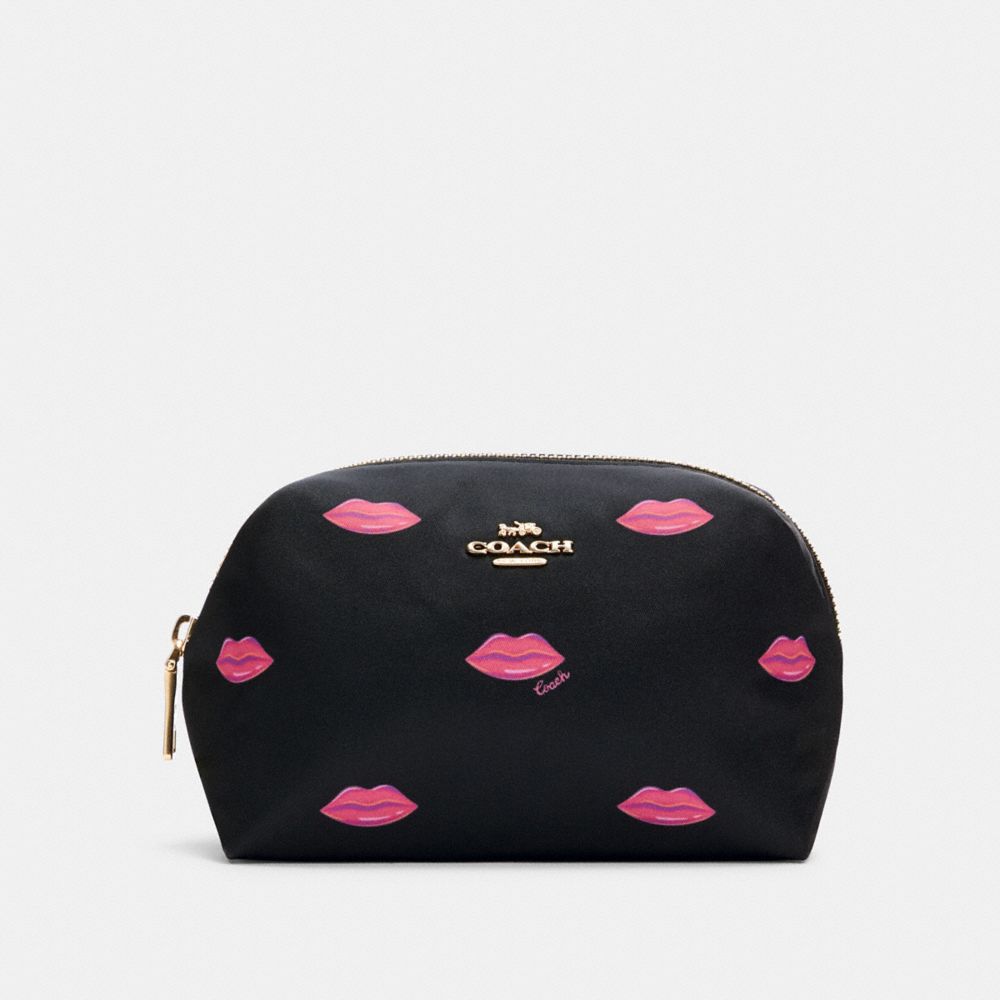 COACH SMALL BOXY COSMETIC CASE WITH LIPS PRINT - IM/BLACK MULTI - C2929