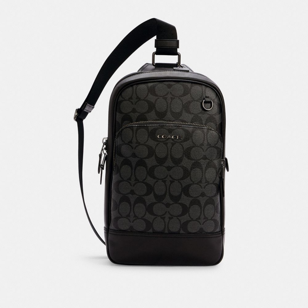 COACH C2932 Graham Pack In Signature Canvas QB/CHARCOAL/BLACK