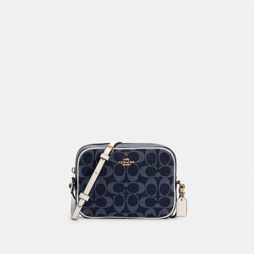 MINI CAMERA BAG IN SIGNATURE JACQUARD - C2938 - IM/DENIM MULTI