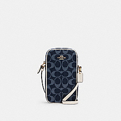 COACH NORTH/SOUTH CROSSBODY IN SIGNATURE JACQUARD - IM/DENIM MULTI - C2943