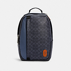 EDGE BACKPACK IN COLORBLOCK SIGNATURE CANVAS - C2961 - QB/DENIM BLUE MIST