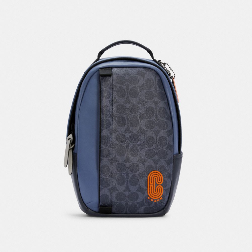 COACH C2962 EDGE PACK IN COLORBLOCK SIGNATURE CANVAS QB/DENIM BLUE MIST