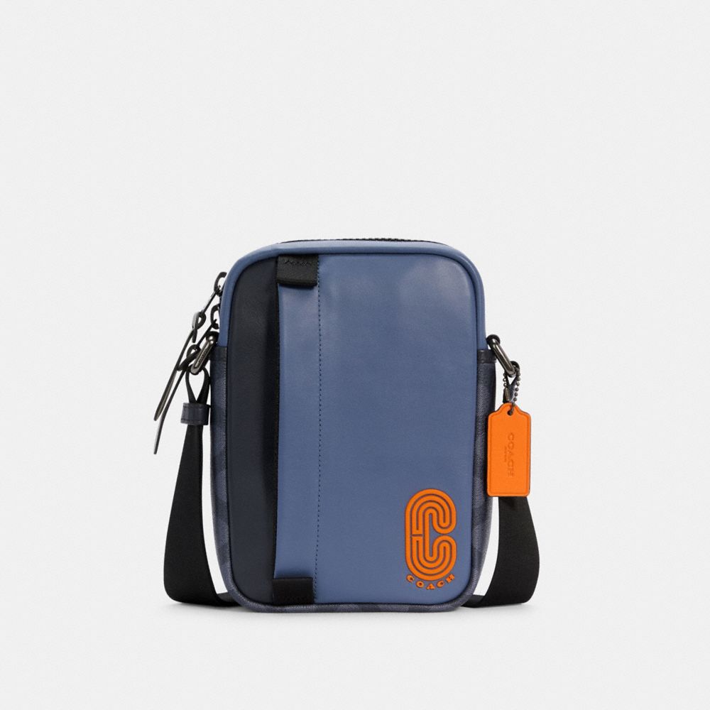 NORTH/SOUTH EDGE CROSSBODY IN COLORBLOCK SIGNATURE CANVAS - QB/DENIM BLUE MIST - COACH C2963