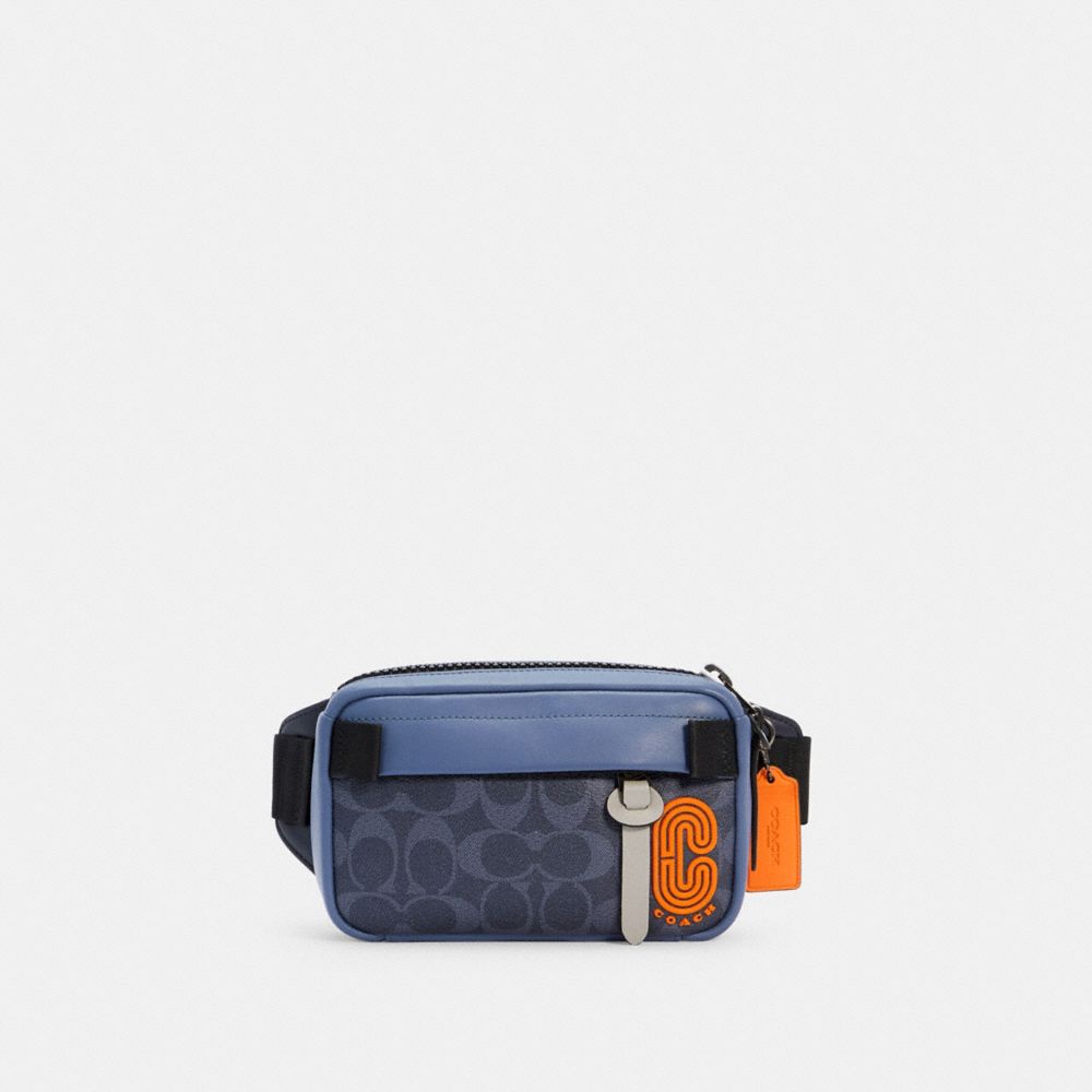 MINI EDGE BELT BAG IN COLORBLOCK SIGNATURE CANVAS - QB/DENIM BLUE MIST - COACH C2964