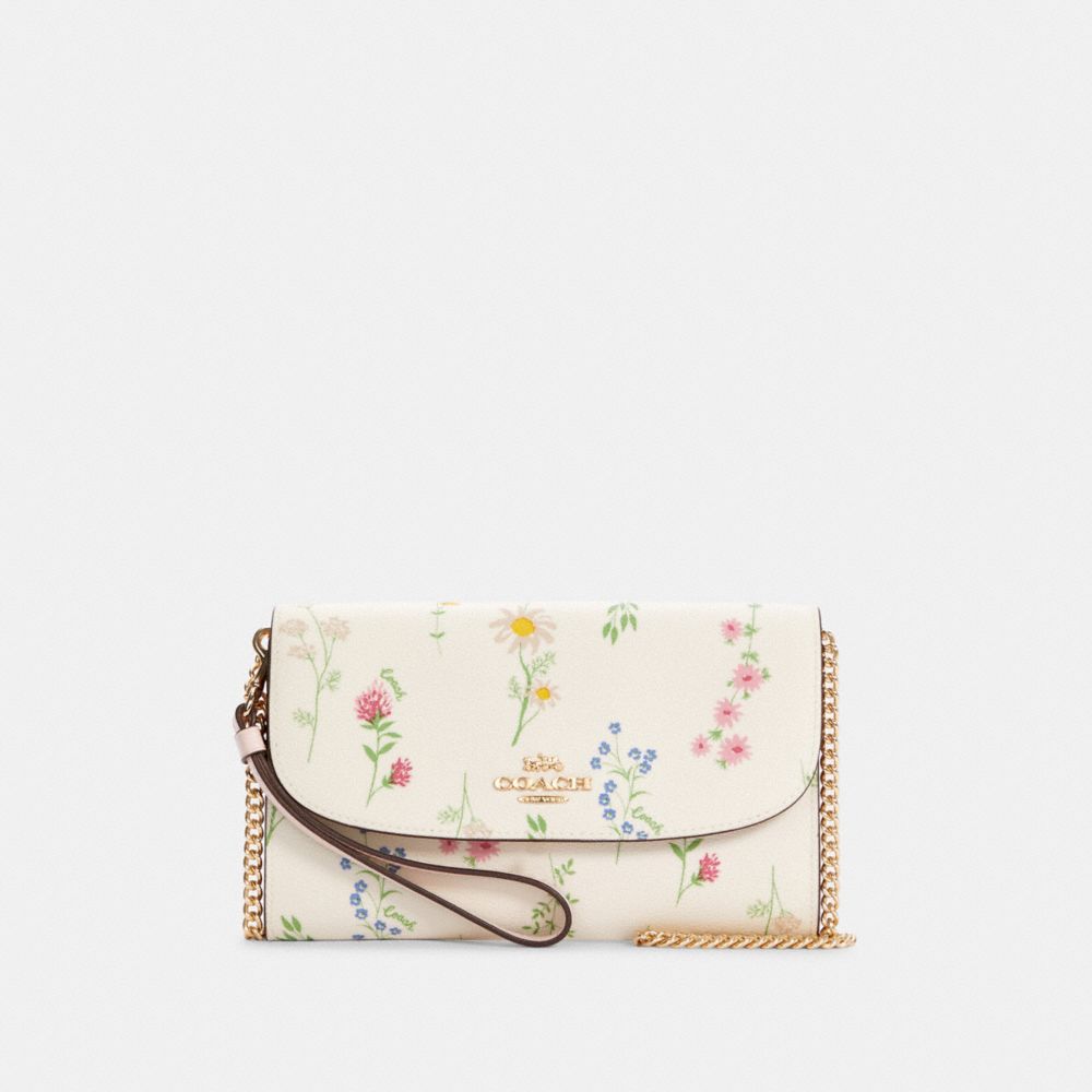 GEMMA CLUTCH CROSSBODY WITH SPACED WILDFLOWER PRINT - C3053 - IM/CHALK MULTI