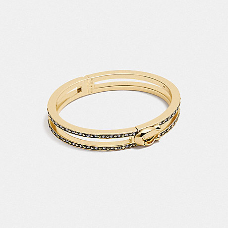 COACH Double Row Pave Signature Hinged Bangle - GOLD - C3110