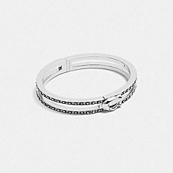 Double Row Pave Signature Hinged Bangle - SILVER - COACH C3110
