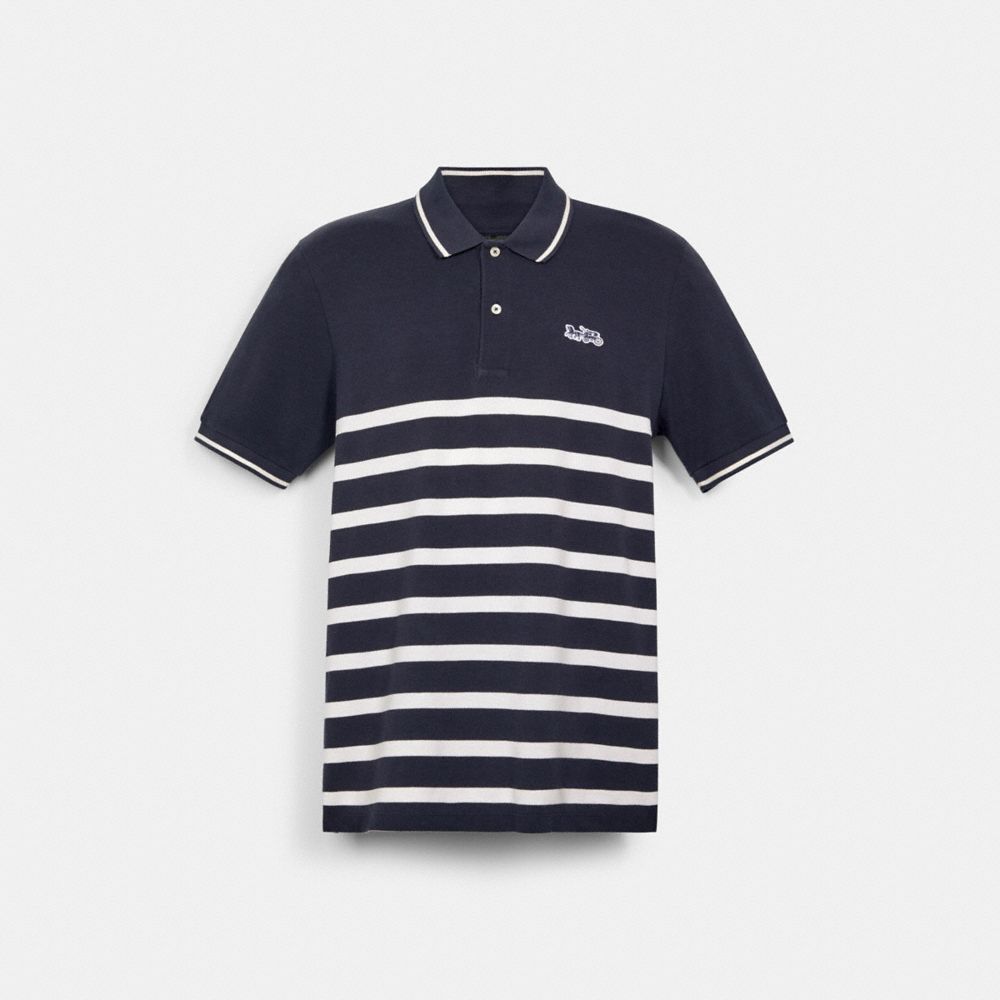 STRIPED PIQUE POLO - C3121 - MIDNIGHT NAVY