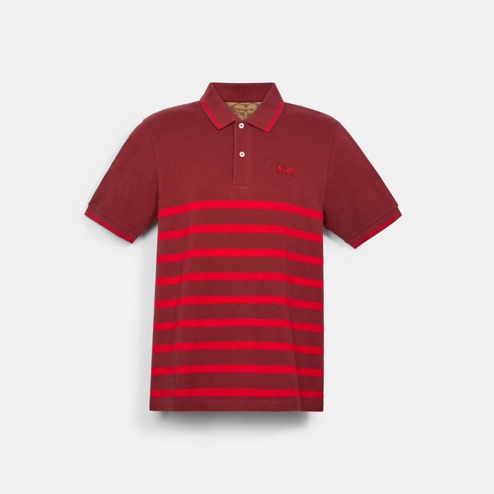 STRIPED PIQUE POLO - C3121 - LIGHT MAROON