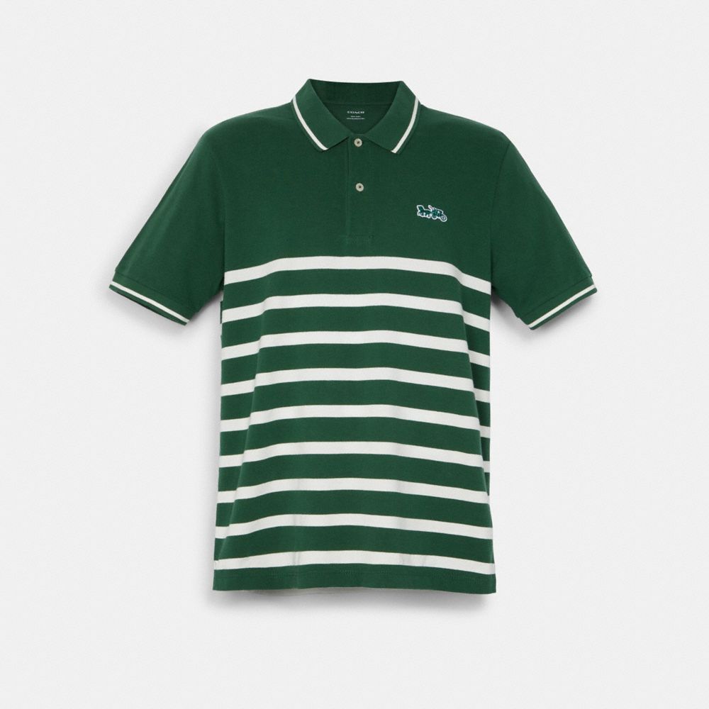 Striped Pique Polo - C3121 - VERDANT GREEN