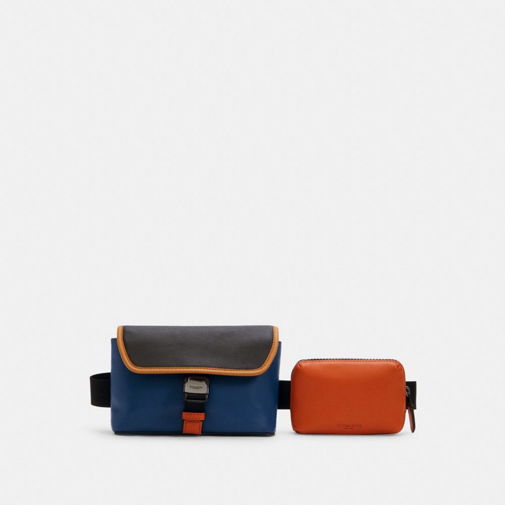 RIDER DOUBLE BELT BAG IN COLORBLOCK - QB/TRUE BLUE BRIGHT CANYON - COACH C3132