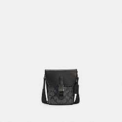 COACH Track Small Flap Crossbody In Signature Canvas - GUNMETAL/CHARCOAL - C3134