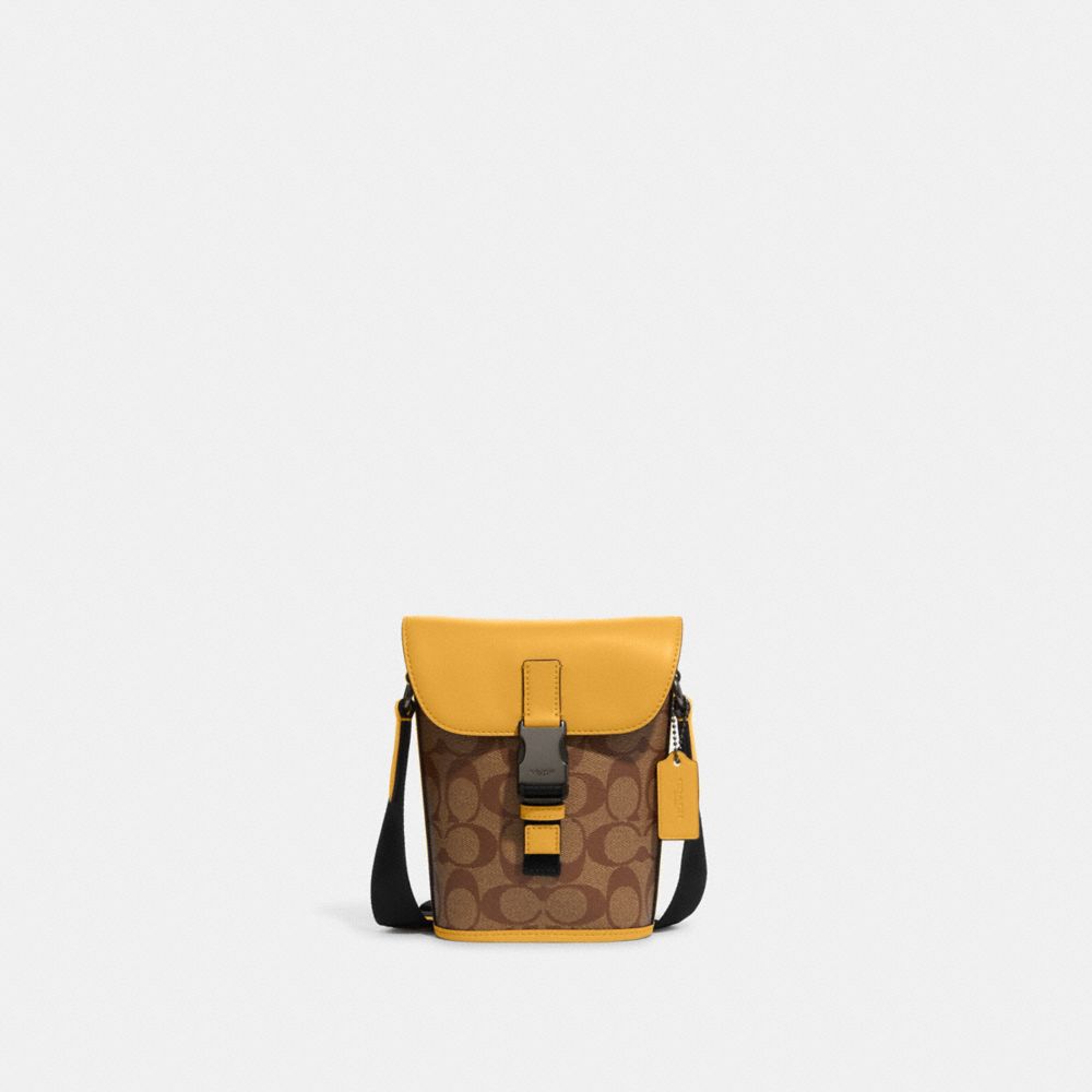 Track Small Flap Crossbody In Signature Canvas - C3134 - Gunmetal/Khaki/Honeycomb