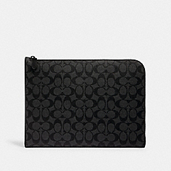 L-ZIP PORTFOLIO IN SIGNATURE CANVAS - C3144 - QB/CHARCOAL