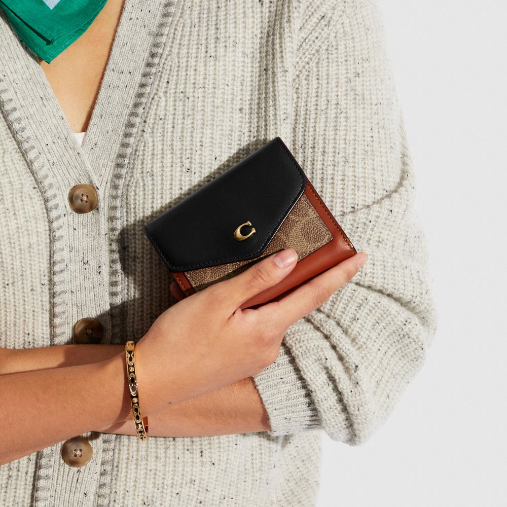 WYN SMALL WALLET IN COLORBLOCK SIGNATURE CANVAS