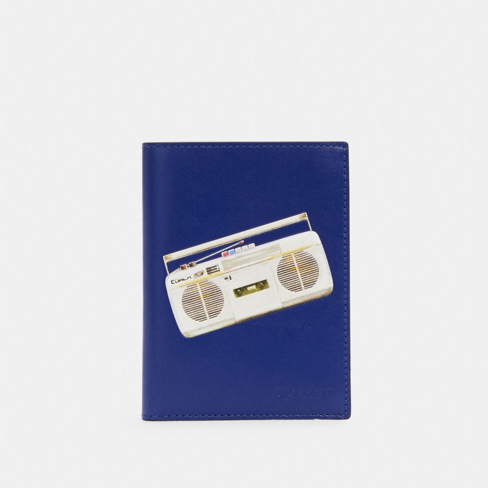 PASSPORT CASE WITH 80'S BOOMBOX GRAPHIC - C3177 - QB/INDIGO MULTI