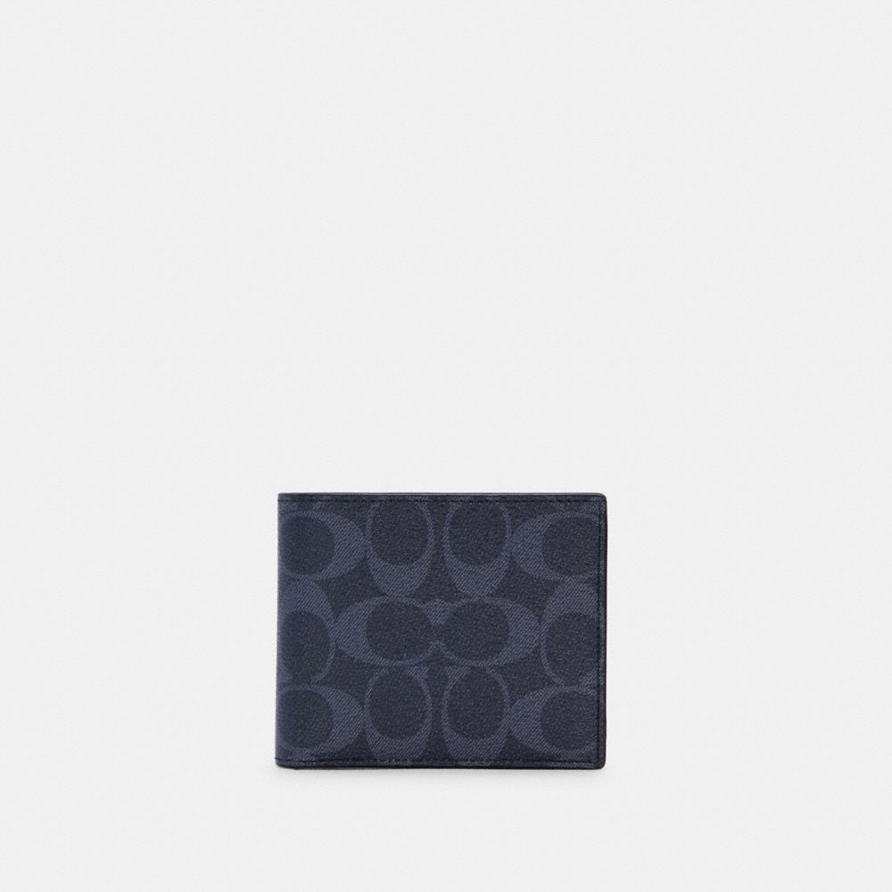 COACH C3198 3-IN-1 WALLET IN COLORBLOCK SIGNATURE CANVAS QB/DENIM BLUE MIST