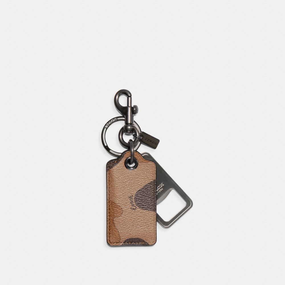 BOTTLE OPENER KEY FOB WITH CAMO PRINT - C3208 - QB/SADDLE BLACK