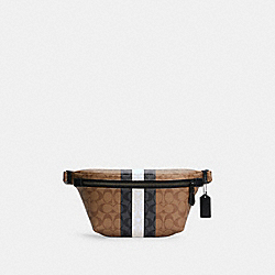 GRADE BELT BAG IN SIGNATURE CANVAS WITH VARSITY STRIPE - QB/KHAKI MULTI - COACH C3228