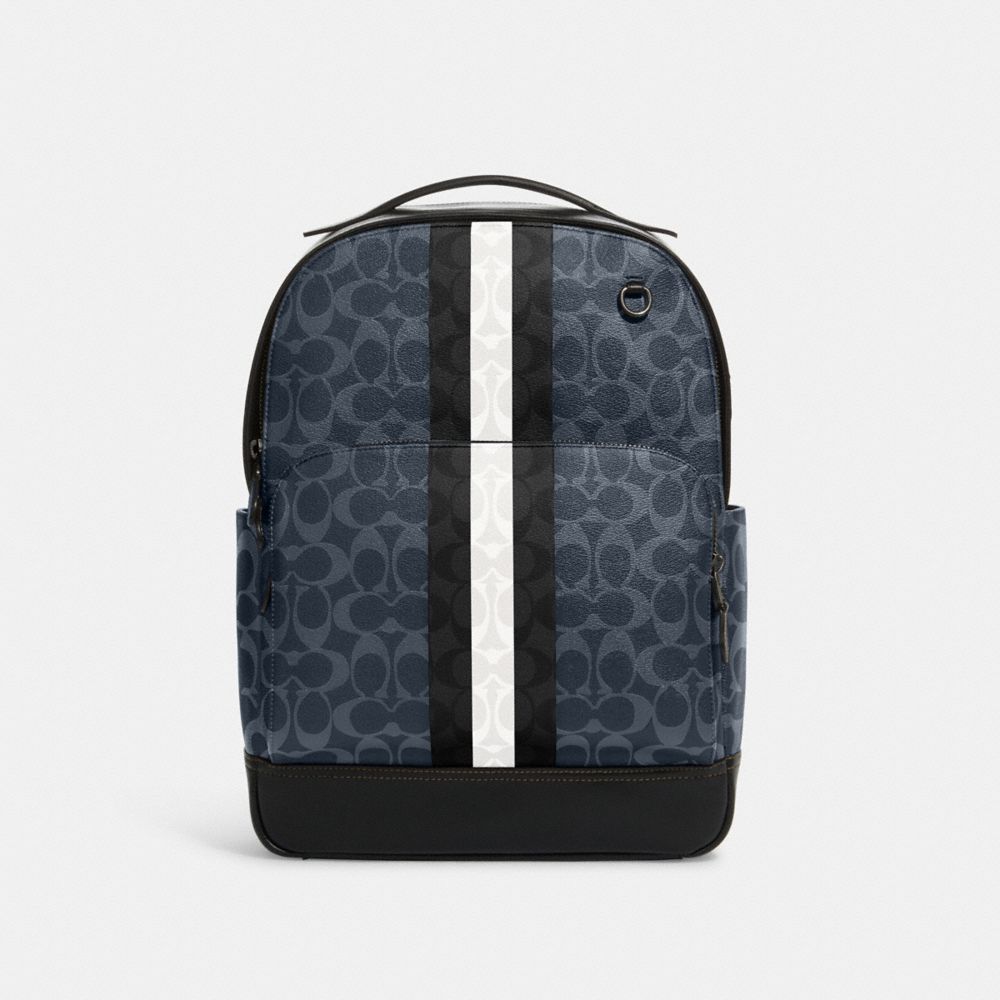 GRAHAM BACKPACK IN BLOCKED SIGNATURE CANVAS WITH VARSITY STRIPE