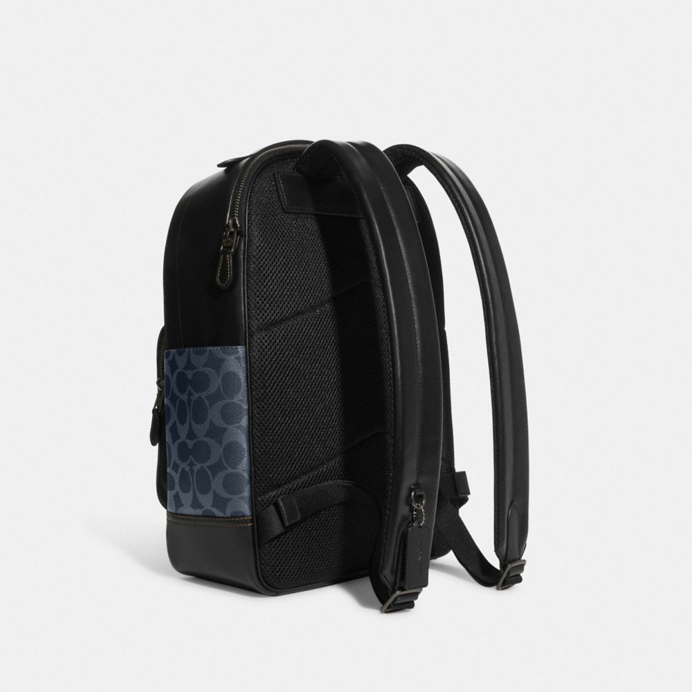 GRAHAM BACKPACK IN BLOCKED SIGNATURE CANVAS WITH VARSITY STRIPE