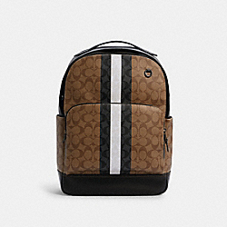 GRAHAM BACKPACK IN SIGNATURE CANVAS WITH VARSITY STRIPE - QB/KHAKI MULTI - COACH C3230