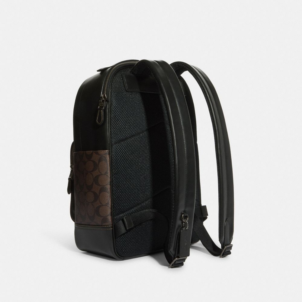 GRAHAM BACKPACK IN SIGNATURE CANVAS WITH VARSITY STRIPE