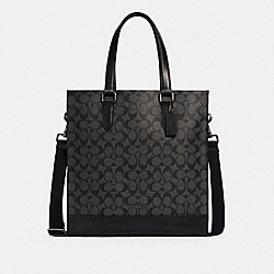 GRAHAM STRUCTURED TOTE IN SIGNATURE CANVAS - C3232 - QB/CHARCOAL/BLACK