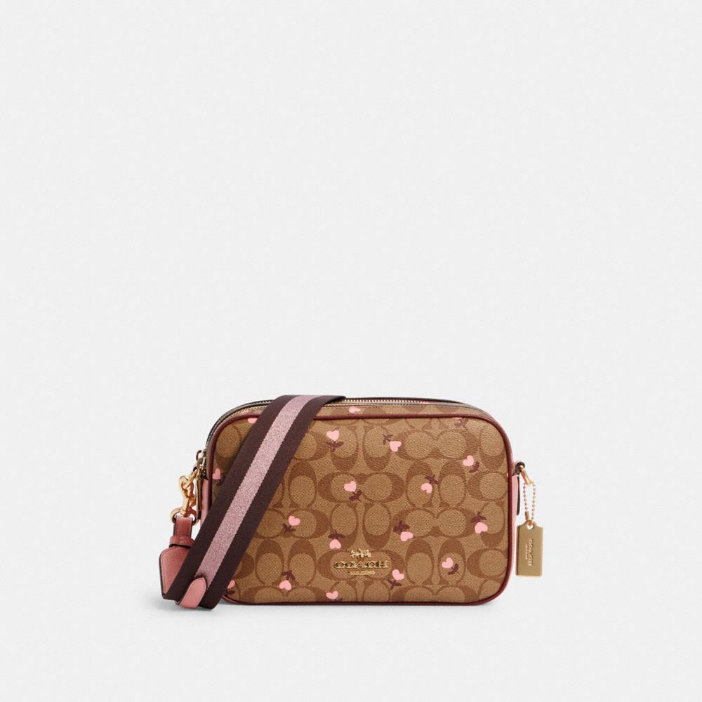JES CROSSBODY IN SIGNATURE CANVAS WITH HEART FLORAL PRINT - IM/KHAKI RED MULTI - COACH C3239