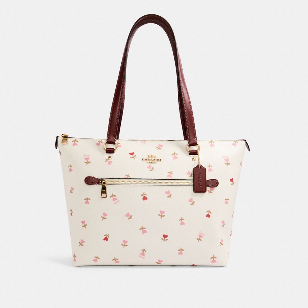 GALLERY TOTE WITH HEART FLORAL PRINT - C3242 - IM/CHALK MULTI
