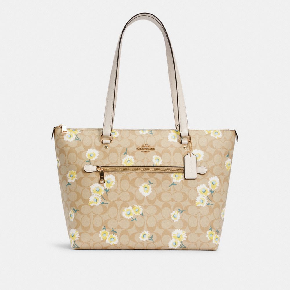 GALLERY TOTE IN SIGNATURE CANVAS WITH DAISY PRINT - IM/LIGHT KHAKI CHALK MULTI - COACH C3252