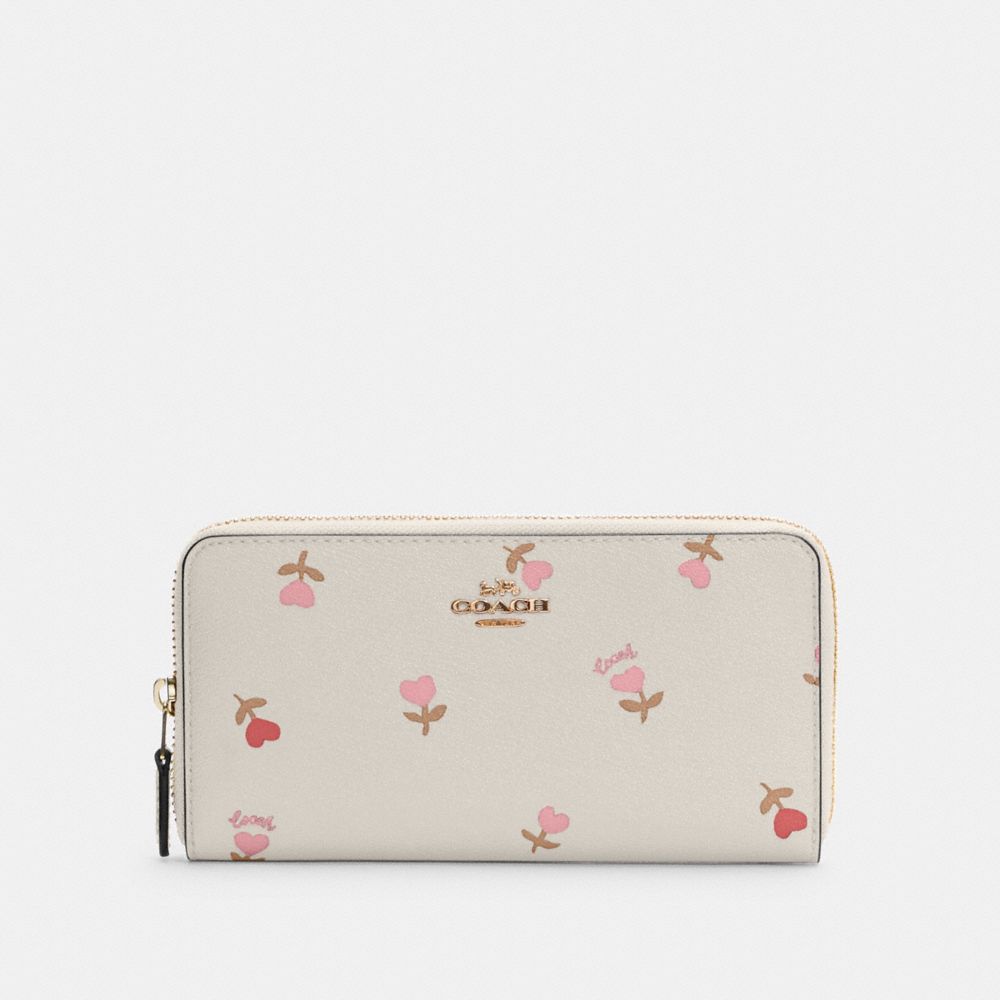 ACCORDION ZIP WALLET WITH HEART FLORAL PRINT - C3287 - IM/CHALK MULTI