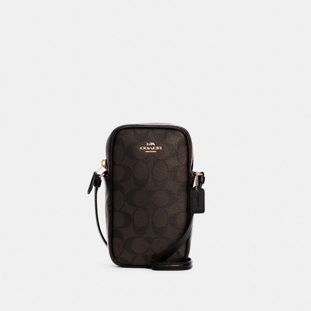 NORTH/SOUTH ZIP CROSSBODY IN SIGNATURE CANVAS - IM/BROWN BLACK - COACH C3307