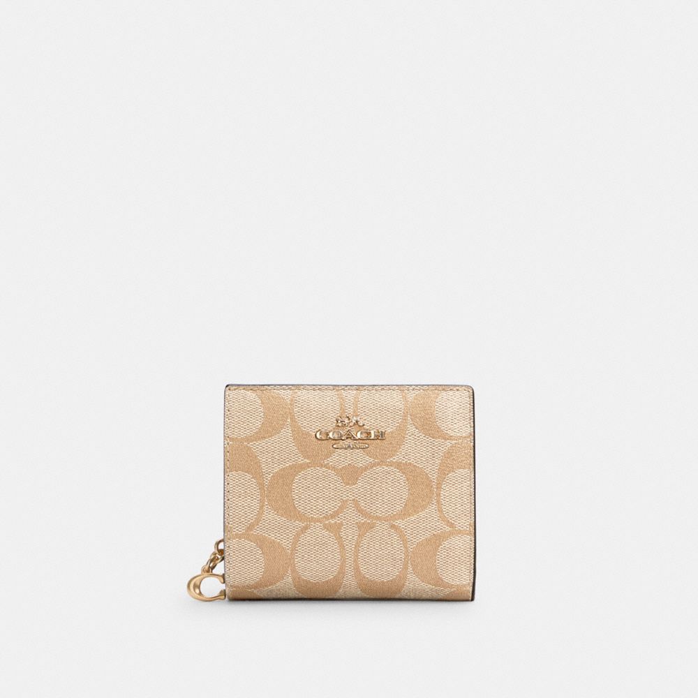 COACH C3309 - SNAP WALLET IN SIGNATURE CANVAS IM/LIGHT KHAKI/BUBBLEGUM