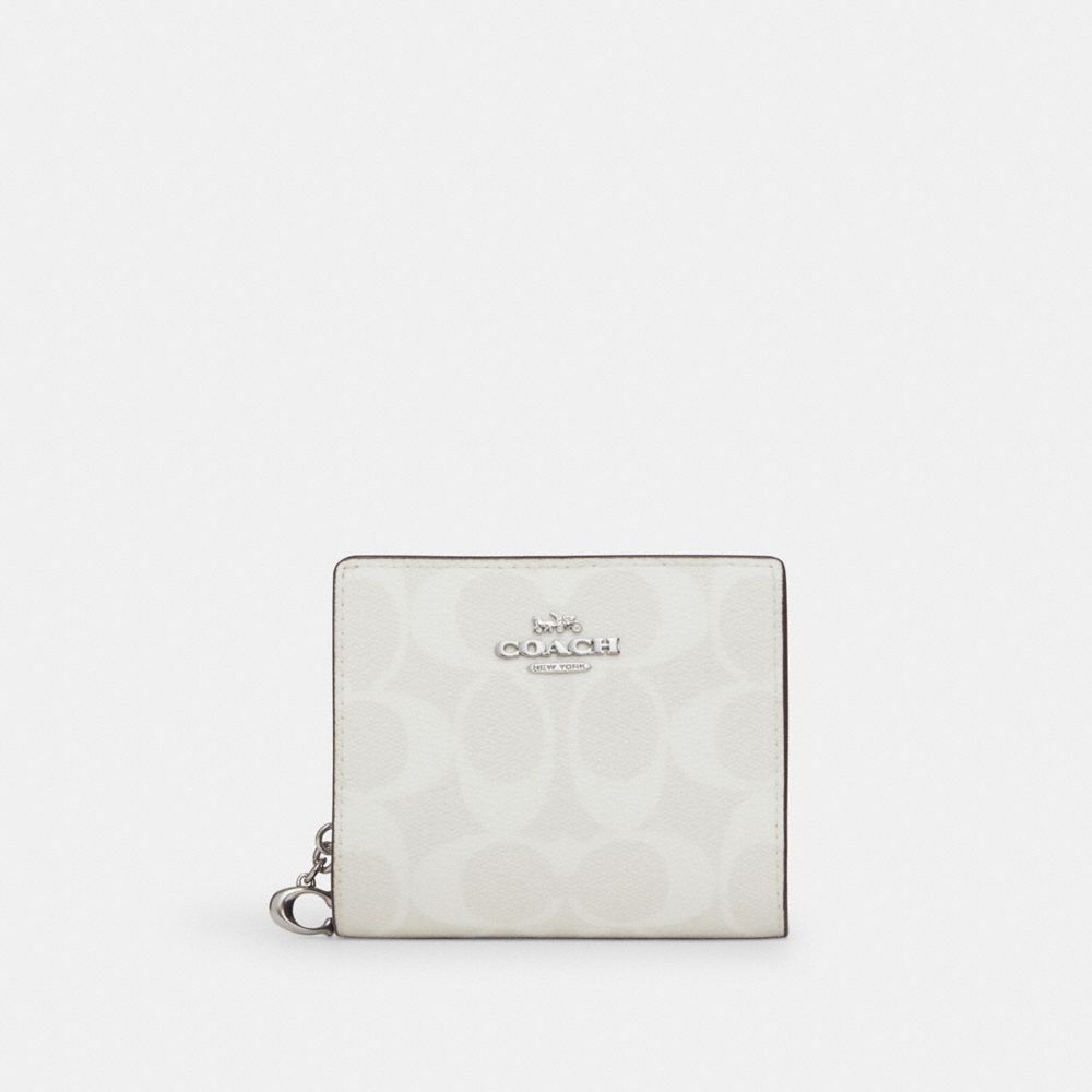 Snap Wallet In Signature Canvas - C3309 - Silver/Chalk/Glacier White