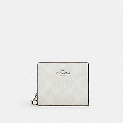 COACH C3309 Snap Wallet In Signature Canvas SILVER/CHALK/GLACIER WHITE