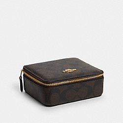 Large Jewelry Box In Signature Canvas - C3311 - Gold/Brown Black