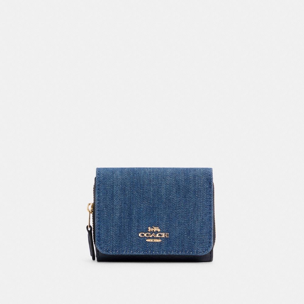 COACH C3321 Small Trifold Wallet IM/DENIM MULTI