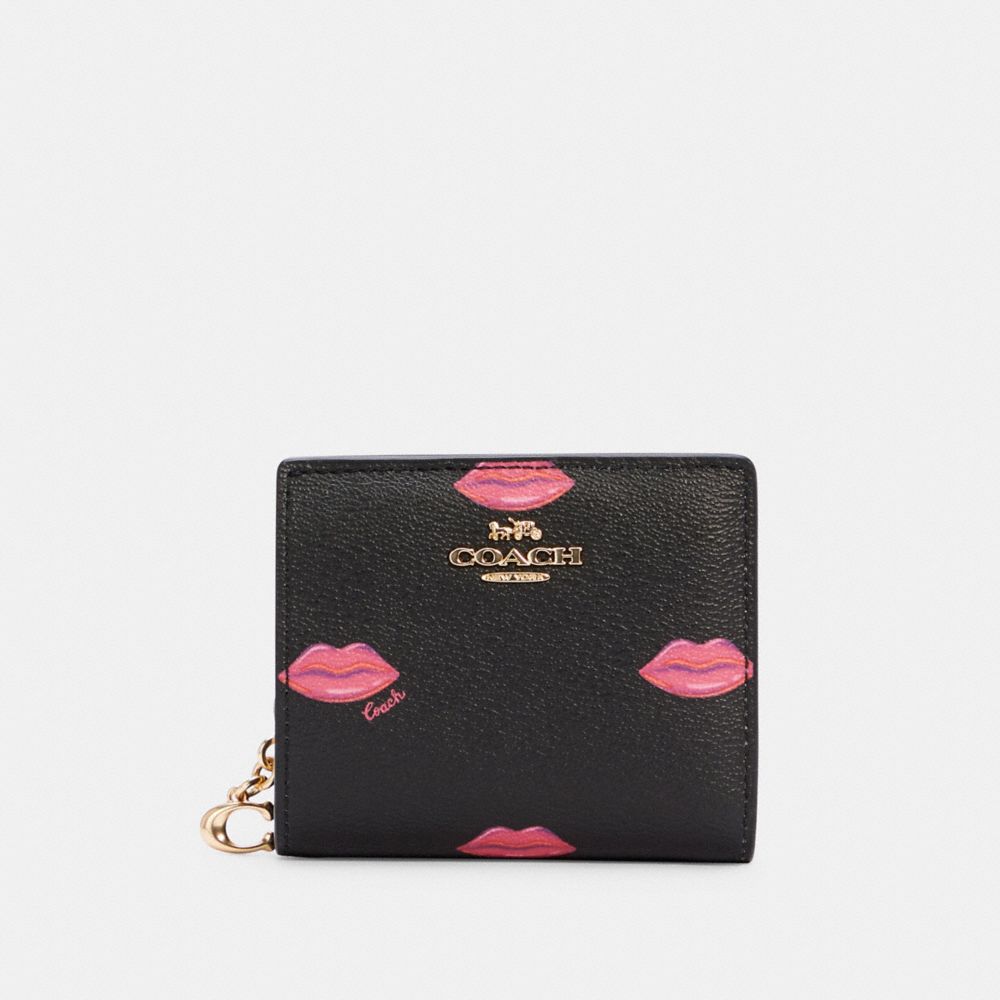 COACH C3324 Snap Wallet With Lips Print IM/BLACK MULTI