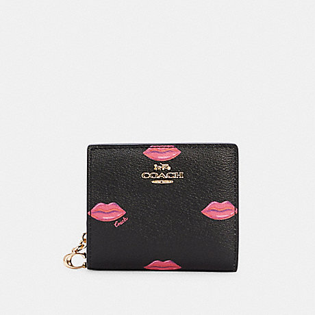 COACH C3324 SNAP WALLET WITH LIPS PRINT IM/BLACK MULTI