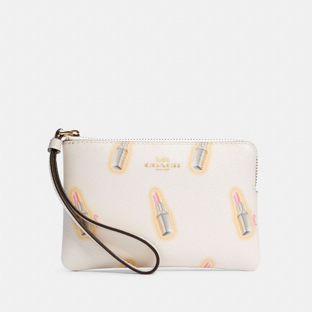 CORNER ZIP WRISTLET WITH LIPSTICK PRINT - IM/CHALK MULTI - COACH C3338