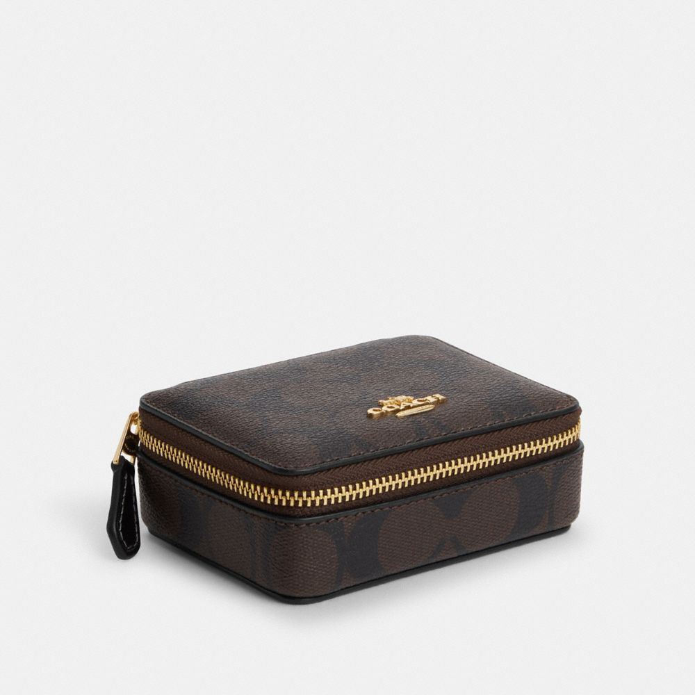 Weekly Pill Box In Signature Canvas - C3349 - Gold/Brown Black